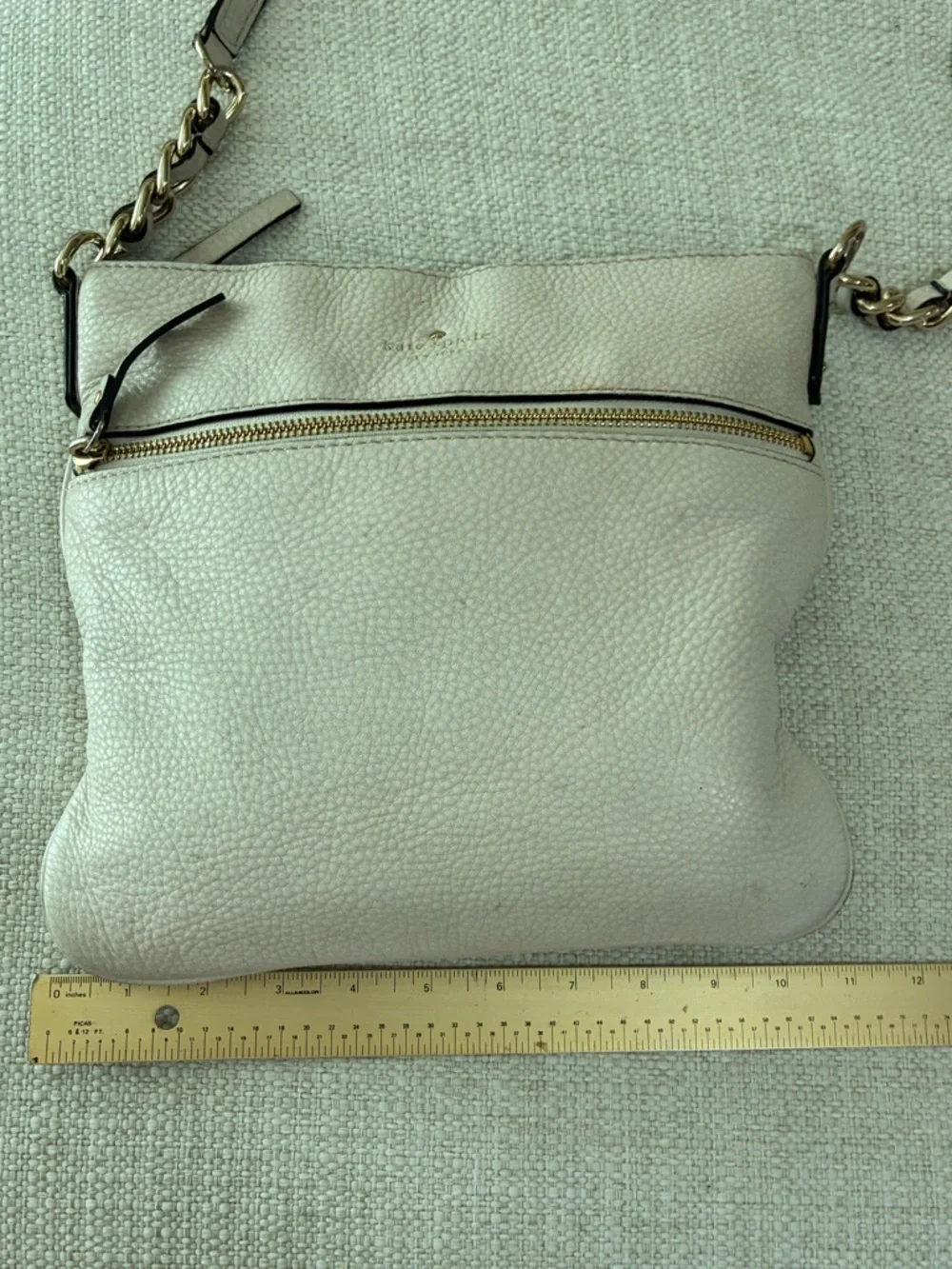 kate spade EUC Cream  Jackson Pebbled Leather Crossbody Bag with Gold Hardware - Picture 10 of 15